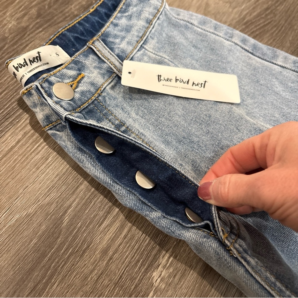 NEW Three Bird Nest Women’s Wide Leg Jeans Patchwork Bohemian Style Size Small - Picture 11 of 16